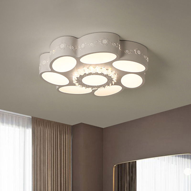 Modern Stylish Flower Flush Mount Lamp Metallic LED White Ceiling Light Fixture in Warm/White Light/Remote Control Stepless Dimming White Warm Clearhalo 'Ceiling Lights' 'Close To Ceiling Lights' 'Close to ceiling' 'Flush mount' Lighting' 291120