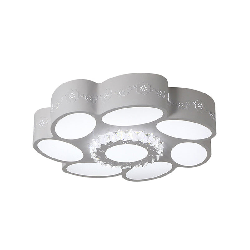 Modern Stylish Flower Flush Mount Lamp Metallic LED White Ceiling Light Fixture in Warm/White Light/Remote Control Stepless Dimming Clearhalo 'Ceiling Lights' 'Close To Ceiling Lights' 'Close to ceiling' 'Flush mount' Lighting' 291124