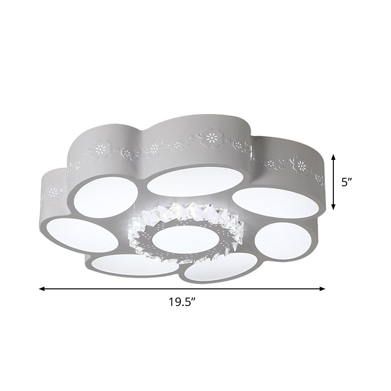 Modern Stylish Flower Flush Mount Lamp Metallic LED White Ceiling Light Fixture in Warm/White Light/Remote Control Stepless Dimming Clearhalo 'Ceiling Lights' 'Close To Ceiling Lights' 'Close to ceiling' 'Flush mount' Lighting' 291125