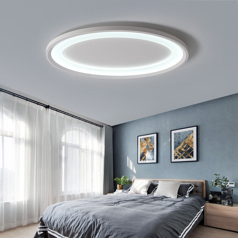 Matte White Oval Ceiling Flush Mount 22"/26" Wide Nordic Slim Acrylic Indoor Lamp in Warm/White Light/Remote Control Stepless Dimming White White Clearhalo 'Ceiling Lights' 'Close To Ceiling Lights' 'Close to ceiling' 'Flush mount' Lighting' 291153