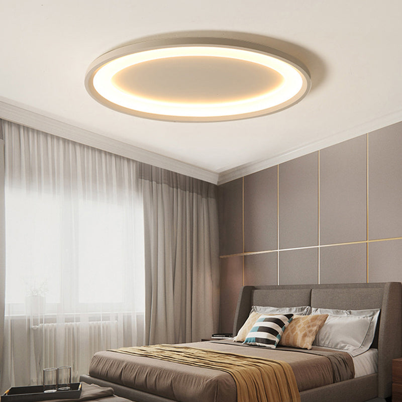 Matte White Oval Ceiling Flush Mount 22"/26" Wide Nordic Slim Acrylic Indoor Lamp in Warm/White Light/Remote Control Stepless Dimming Clearhalo 'Ceiling Lights' 'Close To Ceiling Lights' 'Close to ceiling' 'Flush mount' Lighting' 291156