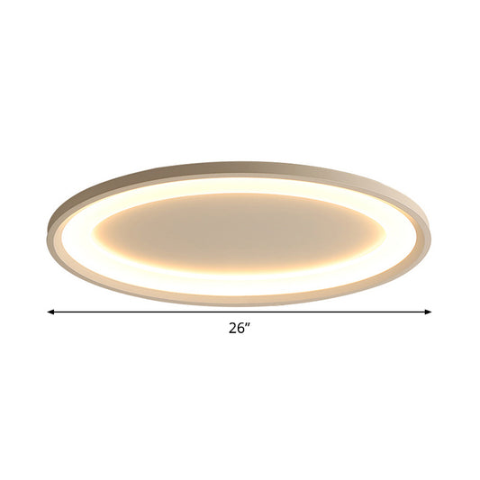 Matte White Oval Ceiling Flush Mount 22"/26" Wide Nordic Slim Acrylic Indoor Lamp in Warm/White Light/Remote Control Stepless Dimming Clearhalo 'Ceiling Lights' 'Close To Ceiling Lights' 'Close to ceiling' 'Flush mount' Lighting' 291159