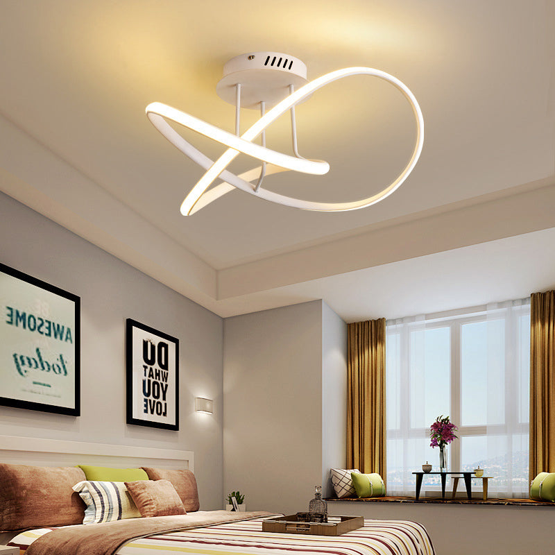 19.5"/23.5" W Twist Ceiling Mounted Fixture Modern Acrylic LED White/Coffee Semi Flush Mount Lighting in Warm/White Light White Clearhalo 'Ceiling Lights' 'Close To Ceiling Lights' 'Close to ceiling' 'Semi-flushmount' Lighting' 291184