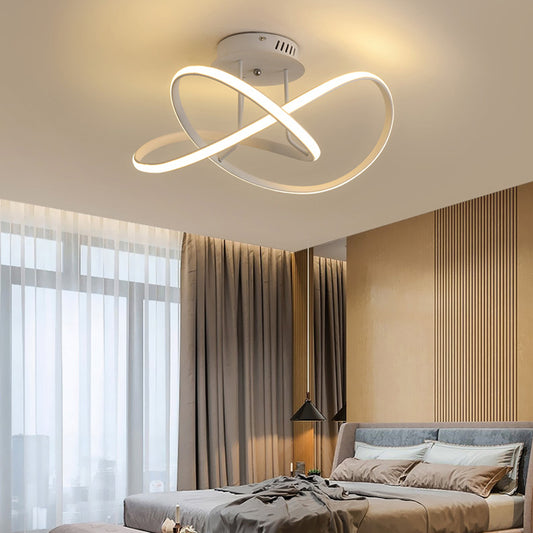 19.5"/23.5" W Twist Ceiling Mounted Fixture Modern Acrylic LED White/Coffee Semi Flush Mount Lighting in Warm/White Light Clearhalo 'Ceiling Lights' 'Close To Ceiling Lights' 'Close to ceiling' 'Semi-flushmount' Lighting' 291187