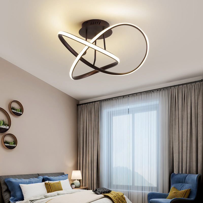 19.5"/23.5" W Twist Ceiling Mounted Fixture Modern Acrylic LED White/Coffee Semi Flush Mount Lighting in Warm/White Light Clearhalo 'Ceiling Lights' 'Close To Ceiling Lights' 'Close to ceiling' 'Semi-flushmount' Lighting' 291195