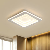 Minimalist Layered Square Ceiling Light Metallic LED White Flush Mount Lamp in Warm/White Light/Remote Control Stepless Dimming White Warm Clearhalo 'Ceiling Lights' 'Close To Ceiling Lights' 'Close to ceiling' 'Flush mount' Lighting' 291213