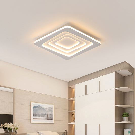 Minimalist Layered Square Ceiling Light Metallic LED White Flush Mount Lamp in Warm/White Light/Remote Control Stepless Dimming Clearhalo 'Ceiling Lights' 'Close To Ceiling Lights' 'Close to ceiling' 'Flush mount' Lighting' 291215