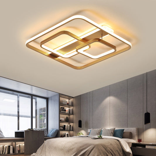 Minimalist Square Ceiling Light Fixture Acrylic LED Bedroom Semi Flush Mount Lighting in Gold, Warm/White Light Gold Clearhalo 'Ceiling Lights' 'Close To Ceiling Lights' 'Close to ceiling' 'Semi-flushmount' Lighting' 291219