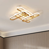 LED Living Room Ceiling Flush Gold Semi Mount Lighting Fixture with Oval Acrylic Shade in Warm/White Light Gold Clearhalo 'Ceiling Lights' 'Close To Ceiling Lights' 'Close to ceiling' 'Semi-flushmount' Lighting' 291226