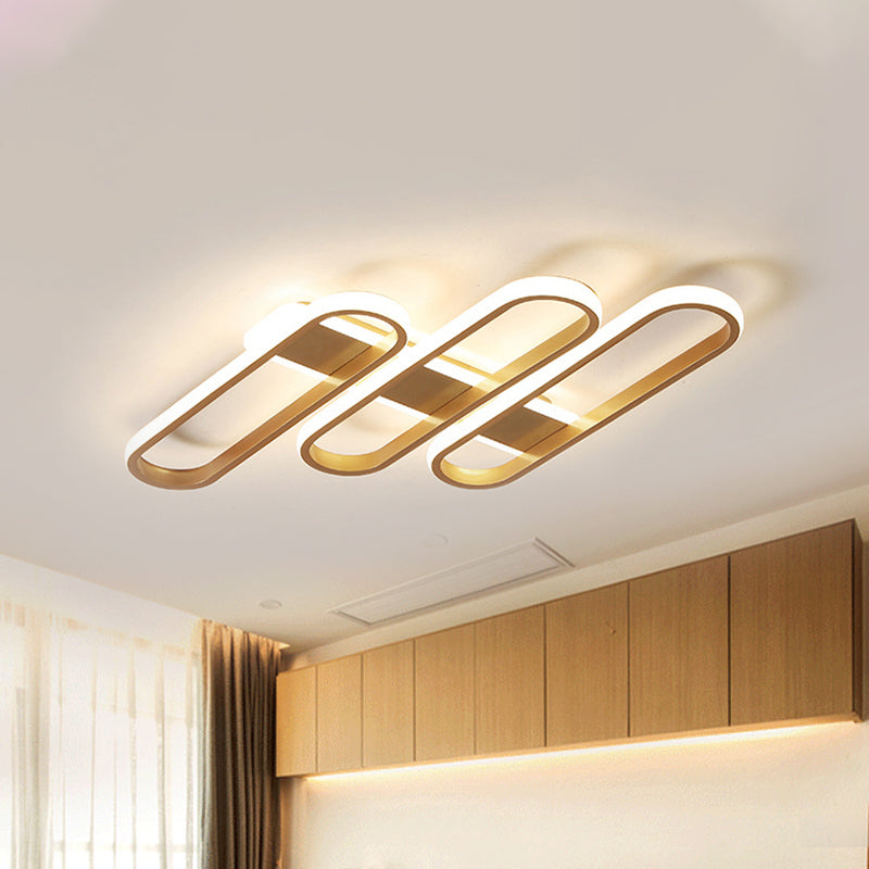 Oval Ceiling Lamp Modern Acrylic LED Gold Flush Mount Lighting in Warm/White Light for Living Room Gold Clearhalo 'Ceiling Lights' 'Close To Ceiling Lights' 'Close to ceiling' 'Flush mount' Lighting' 291232