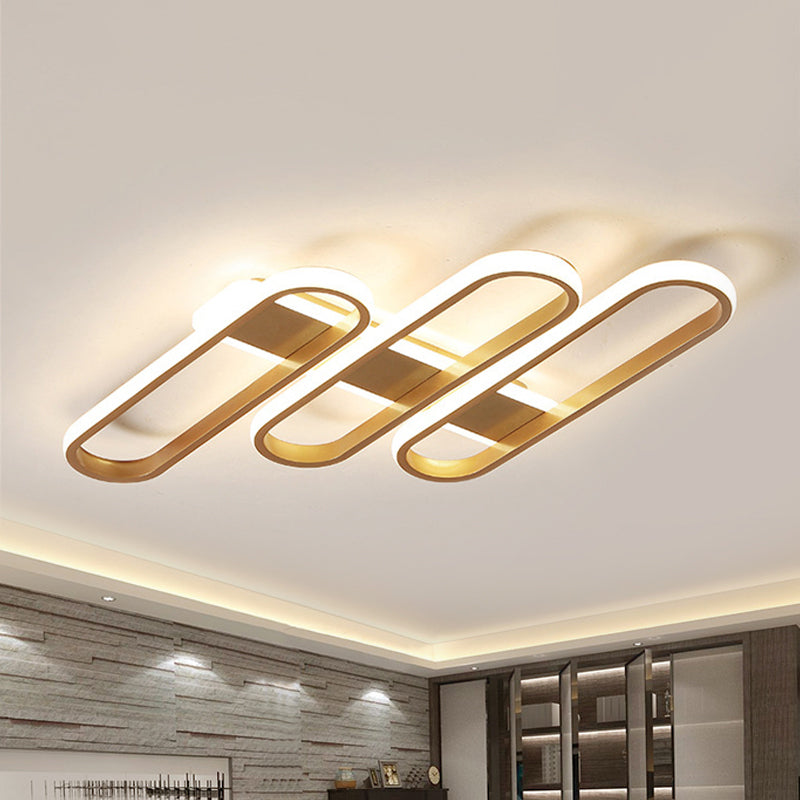 Oval Ceiling Lamp Modern Acrylic LED Gold Flush Mount Lighting in Warm/White Light for Living Room Clearhalo 'Ceiling Lights' 'Close To Ceiling Lights' 'Close to ceiling' 'Flush mount' Lighting' 291233