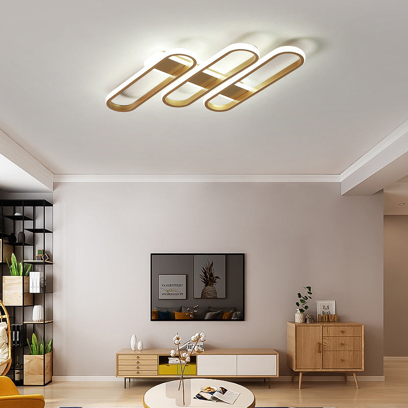 Oval Ceiling Lamp Modern Acrylic LED Gold Flush Mount Lighting in Warm/White Light for Living Room Clearhalo 'Ceiling Lights' 'Close To Ceiling Lights' 'Close to ceiling' 'Flush mount' Lighting' 291235