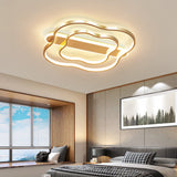 21"/25.5" Long Gold Floral Ceiling Light Nordic LED Metal Flush Mount Lamp in Warm/White Light Gold Clearhalo 'Ceiling Lights' 'Close To Ceiling Lights' 'Close to ceiling' 'Flush mount' Lighting' 291245