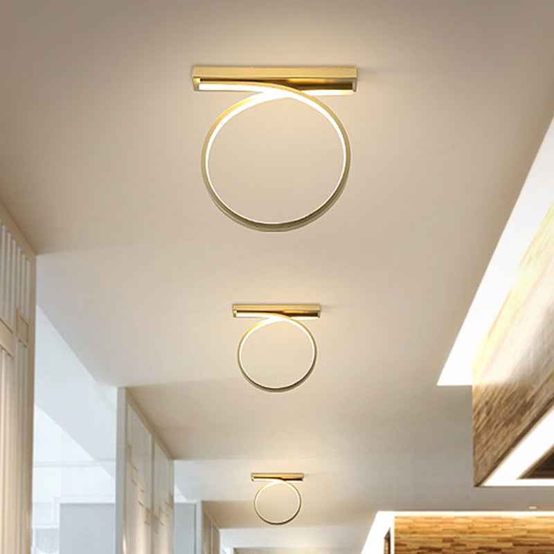 Minimalist Circular Ceiling Mount Light Fixture Acrylic LED Bedroom Flushmount Lighting in Gold, Warm/White Light Clearhalo 'Ceiling Lights' 'Close To Ceiling Lights' 'Close to ceiling' 'Flush mount' Lighting' 291254