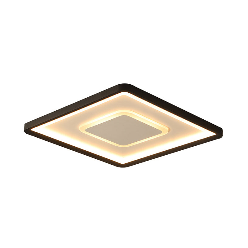 Aluminum Square Flush Mount Lamp 16"/19.5" Wide Modern LED Ceiling Light in Black, Warm/White Light/Remote Control Stepless Dimming Clearhalo 'Ceiling Lights' 'Close To Ceiling Lights' 'Close to ceiling' 'Flush mount' Lighting' 291293