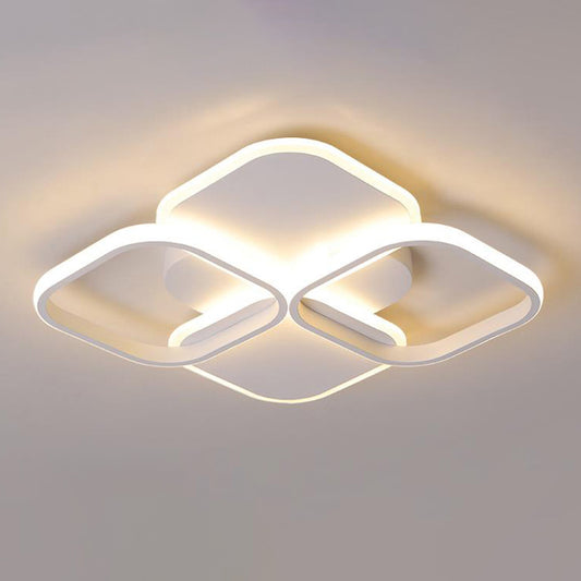 16"/19.5" W White/Black and White Rhombus Ceiling Light Modernism LED Acrylic Flush Mount Lamp in Warm/White Light Clearhalo 'Ceiling Lights' 'Close To Ceiling Lights' 'Close to ceiling' 'Flush mount' Lighting' 291337