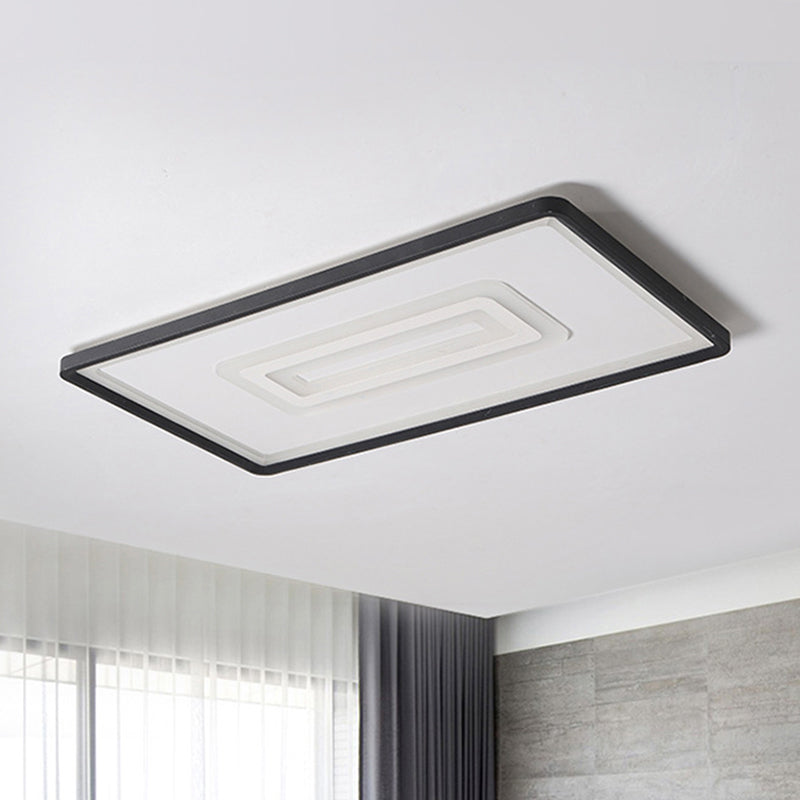 35.5"/43" W Dual Rectangle Flush Light Nordic Style Black Metal Indoor Light Fixture, Warm/White Light/Remote Control Stepless Dimming Clearhalo 'Ceiling Lights' 'Close To Ceiling Lights' 'Close to ceiling' 'Flush mount' Lighting' 291353