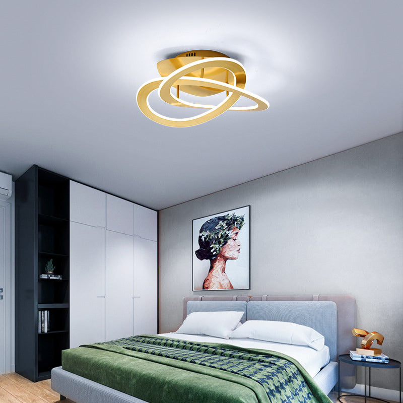 21.5"/29.5" W LED Bedroom Ceiling Lighting White/Gold Semi Flush Mount Light Fixture with Loop Acrylic Shade in Warm/White Light Gold White Clearhalo 'Ceiling Lights' 'Close To Ceiling Lights' 'Close to ceiling' 'Semi-flushmount' Lighting' 291361