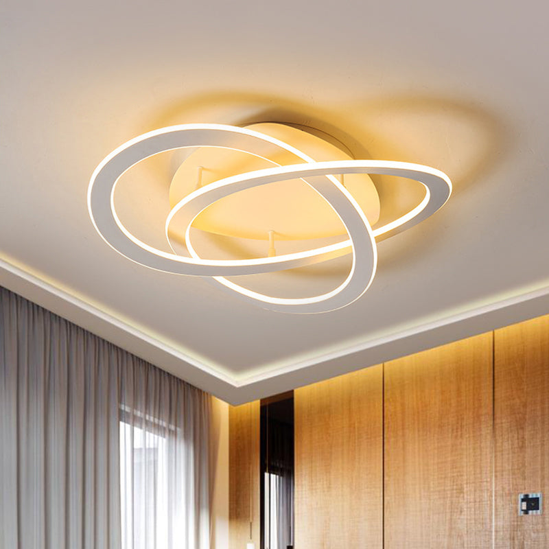 21.5"/29.5" W LED Bedroom Ceiling Lighting White/Gold Semi Flush Mount Light Fixture with Loop Acrylic Shade in Warm/White Light White Warm Clearhalo 'Ceiling Lights' 'Close To Ceiling Lights' 'Close to ceiling' 'Semi-flushmount' Lighting' 291366