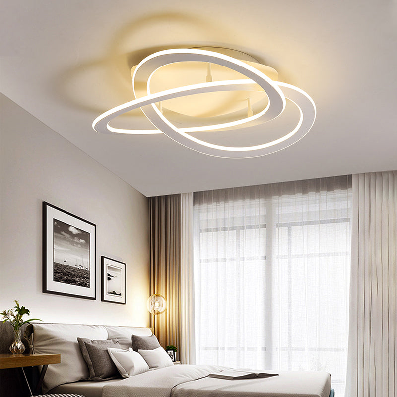 21.5"/29.5" W LED Bedroom Ceiling Lighting White/Gold Semi Flush Mount Light Fixture with Loop Acrylic Shade in Warm/White Light Clearhalo 'Ceiling Lights' 'Close To Ceiling Lights' 'Close to ceiling' 'Semi-flushmount' Lighting' 291367