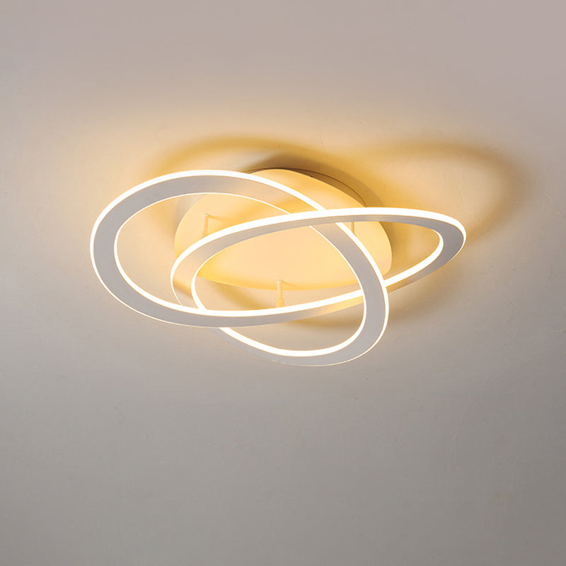 21.5"/29.5" W LED Bedroom Ceiling Lighting White/Gold Semi Flush Mount Light Fixture with Loop Acrylic Shade in Warm/White Light Clearhalo 'Ceiling Lights' 'Close To Ceiling Lights' 'Close to ceiling' 'Semi-flushmount' Lighting' 291368