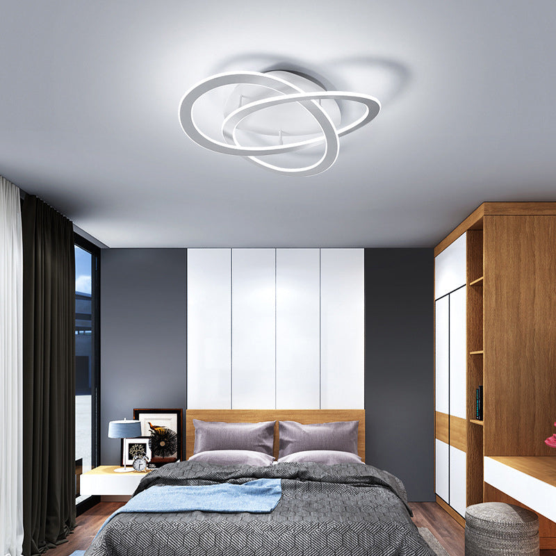 21.5"/29.5" W LED Bedroom Ceiling Lighting White/Gold Semi Flush Mount Light Fixture with Loop Acrylic Shade in Warm/White Light White White Clearhalo 'Ceiling Lights' 'Close To Ceiling Lights' 'Close to ceiling' 'Semi-flushmount' Lighting' 291369