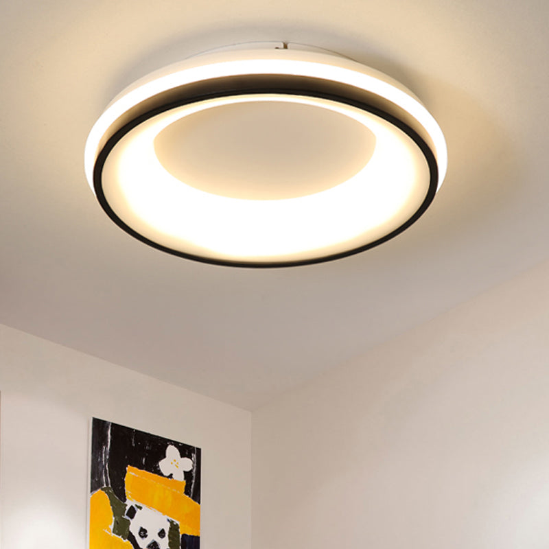 Nordic Drum Flush Mount Light Metallic Black LED Ceiling Light Fixture, Warm/White Light/Remote Control Stepless Dimming Black Remote Control Stepless Dimming Clearhalo 'Ceiling Lights' 'Close To Ceiling Lights' 'Close to ceiling' 'Flush mount' Lighting' 291382