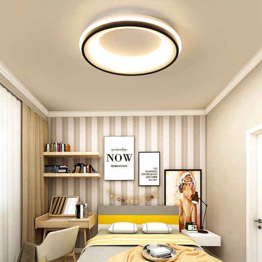 Nordic Drum Flush Mount Light Metallic Black LED Ceiling Light Fixture, Warm/White Light/Remote Control Stepless Dimming Clearhalo 'Ceiling Lights' 'Close To Ceiling Lights' 'Close to ceiling' 'Flush mount' Lighting' 291383