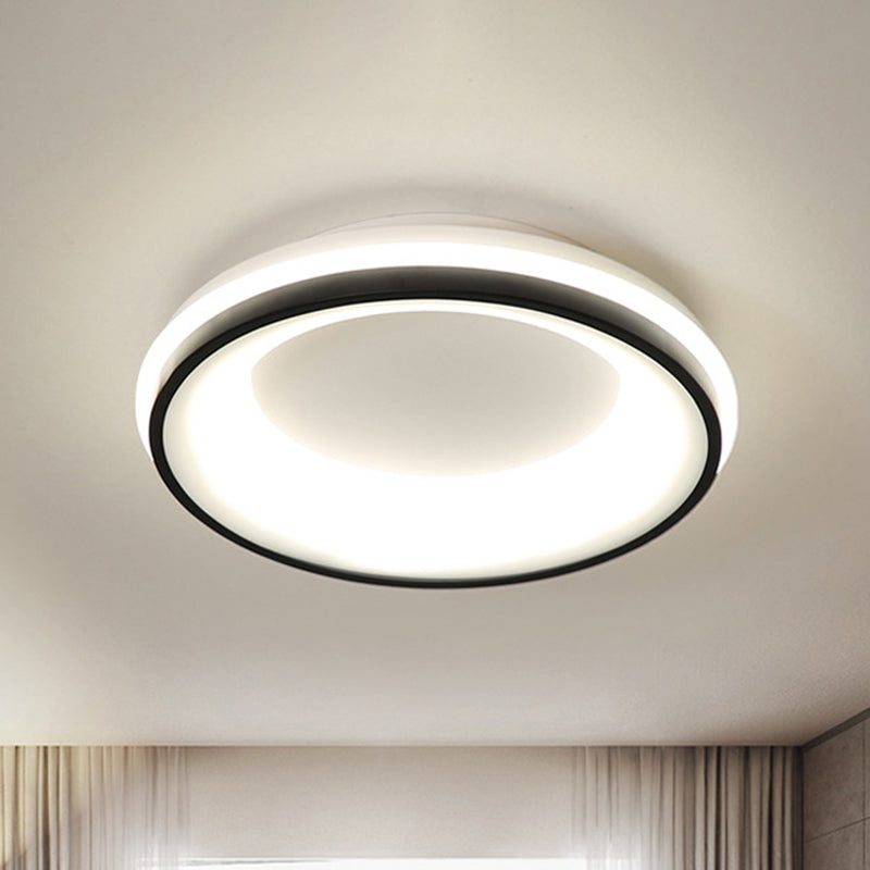 Nordic Drum Flush Mount Light Metallic Black LED Ceiling Light Fixture, Warm/White Light/Remote Control Stepless Dimming Black White Clearhalo 'Ceiling Lights' 'Close To Ceiling Lights' 'Close to ceiling' 'Flush mount' Lighting' 291384