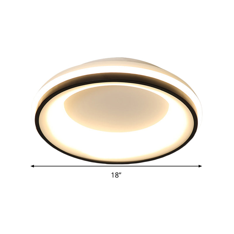 Nordic Drum Flush Mount Light Metallic Black LED Ceiling Light Fixture, Warm/White Light/Remote Control Stepless Dimming Clearhalo 'Ceiling Lights' 'Close To Ceiling Lights' 'Close to ceiling' 'Flush mount' Lighting' 291386