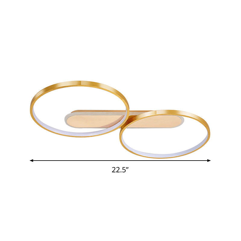 Halo-Like Ring Ceiling Mounted Fixture Modern Acrylic LED Gold Flush Mount Lighting in Warm/White Light, 22.5"/31" Long Clearhalo 'Ceiling Lights' 'Close To Ceiling Lights' 'Close to ceiling' 'Flush mount' Lighting' 291394