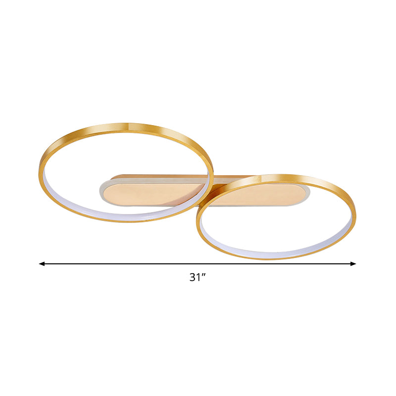 Halo-Like Ring Ceiling Mounted Fixture Modern Acrylic LED Gold Flush Mount Lighting in Warm/White Light, 22.5"/31" Long Clearhalo 'Ceiling Lights' 'Close To Ceiling Lights' 'Close to ceiling' 'Flush mount' Lighting' 291395