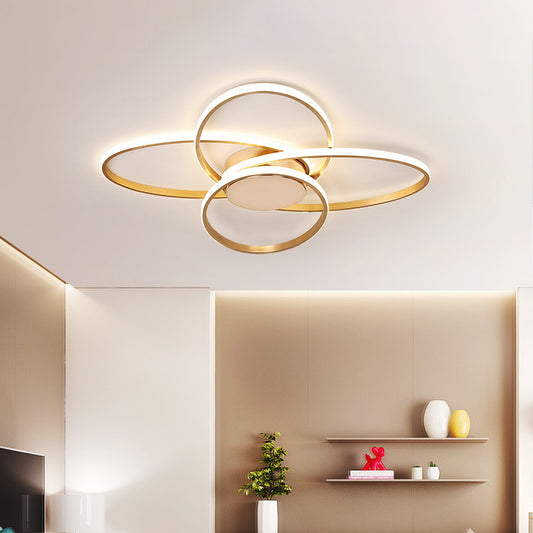 Gold Overlapping Ceiling Light Nordic LED Acrylic Flush Mount Lamp for Living Room Gold Clearhalo 'Ceiling Lights' 'Close To Ceiling Lights' 'Close to ceiling' 'Flush mount' Lighting' 291404