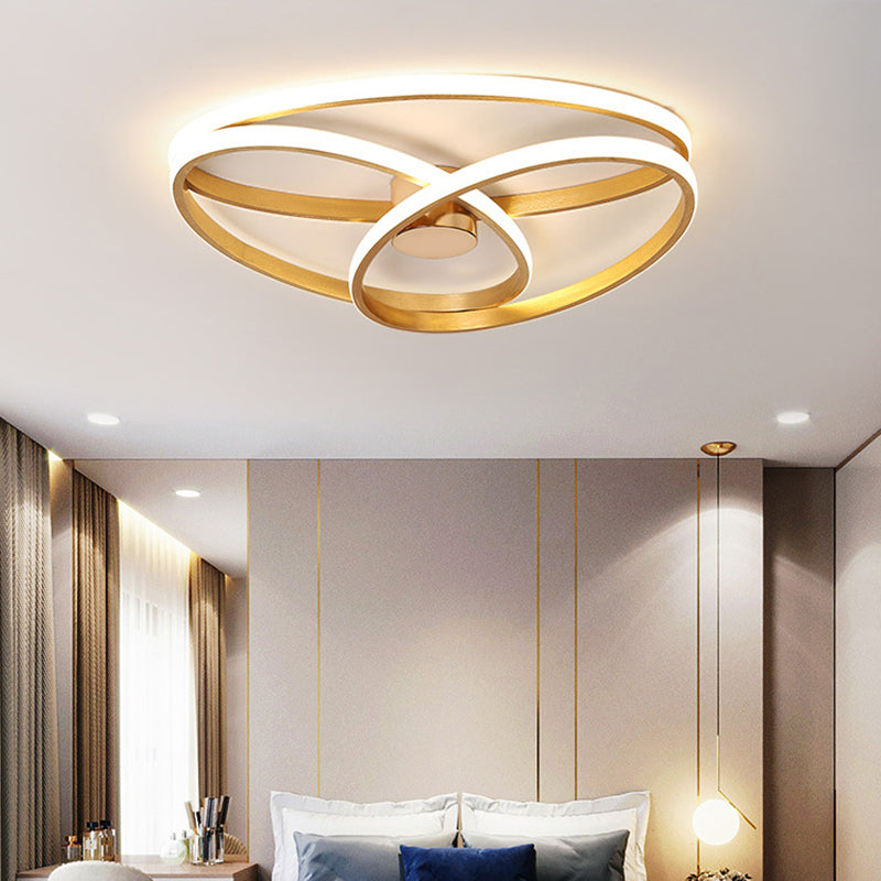 Minimalist Twisted Ceiling Mount Light Fixture Acrylic LED Bedroom Flushmount Lighting in Gold Gold Clearhalo 'Ceiling Lights' 'Close To Ceiling Lights' 'Close to ceiling' 'Flush mount' Lighting' 291419