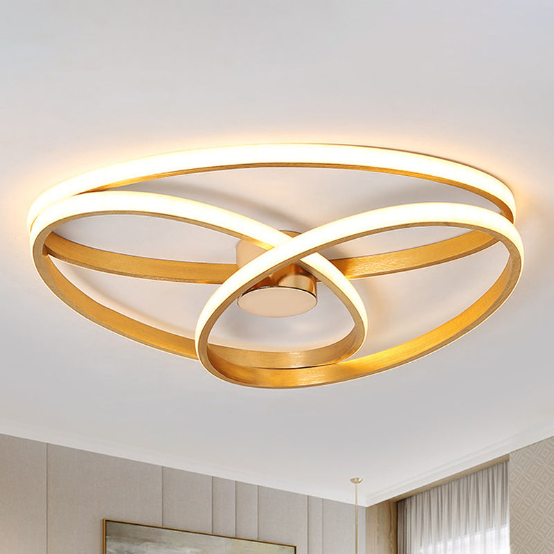 Minimalist Twisted Ceiling Mount Light Fixture Acrylic LED Bedroom Flushmount Lighting in Gold Clearhalo 'Ceiling Lights' 'Close To Ceiling Lights' 'Close to ceiling' 'Flush mount' Lighting' 291420