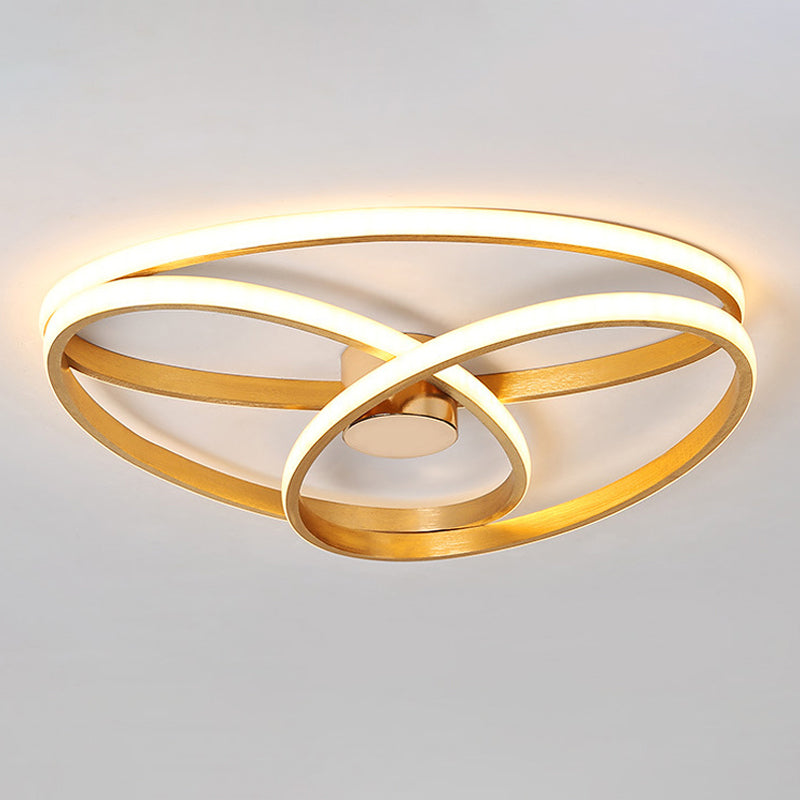 Minimalist Twisted Ceiling Mount Light Fixture Acrylic LED Bedroom Flushmount Lighting in Gold Clearhalo 'Ceiling Lights' 'Close To Ceiling Lights' 'Close to ceiling' 'Flush mount' Lighting' 291421