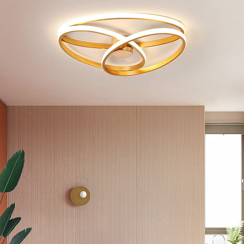 Minimalist Twisted Ceiling Mount Light Fixture Acrylic LED Bedroom Flushmount Lighting in Gold Clearhalo 'Ceiling Lights' 'Close To Ceiling Lights' 'Close to ceiling' 'Flush mount' Lighting' 291422