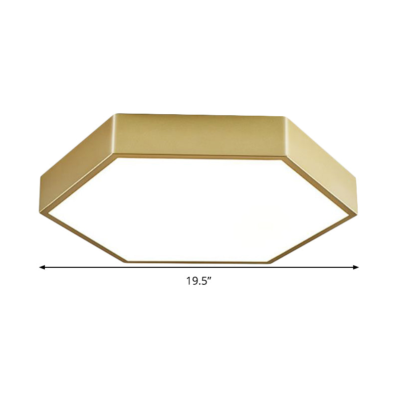 16"/19.5" W LED Living Room Ceiling Mounted Light Gold Flush Light Fixture with Hexagon Metal Shade Clearhalo 'Ceiling Lights' 'Close To Ceiling Lights' 'Close to ceiling' 'Flush mount' Lighting' 291431