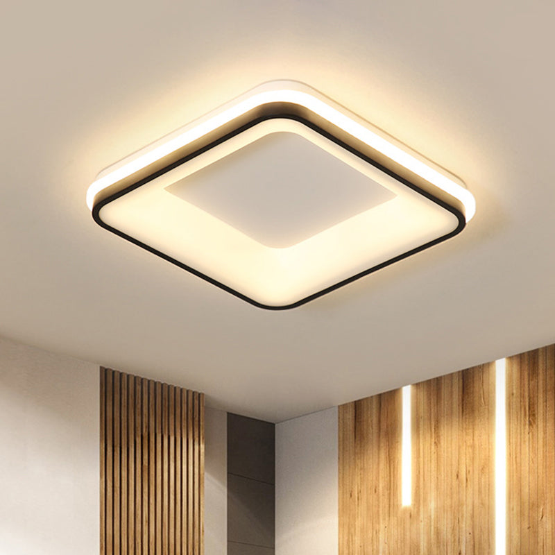 Square Frame Flush Mount Lamp Minimalist Acrylic Black LED Ceiling Light Fixture, Warm/White Light/Remote Control Stepless Dimming Clearhalo 'Ceiling Lights' 'Close To Ceiling Lights' 'Close to ceiling' 'Flush mount' Lighting' 291434