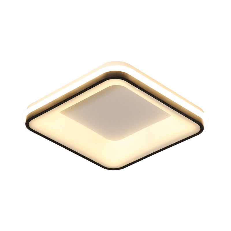 Square Frame Flush Mount Lamp Minimalist Acrylic Black LED Ceiling Light Fixture, Warm/White Light/Remote Control Stepless Dimming Clearhalo 'Ceiling Lights' 'Close To Ceiling Lights' 'Close to ceiling' 'Flush mount' Lighting' 291437