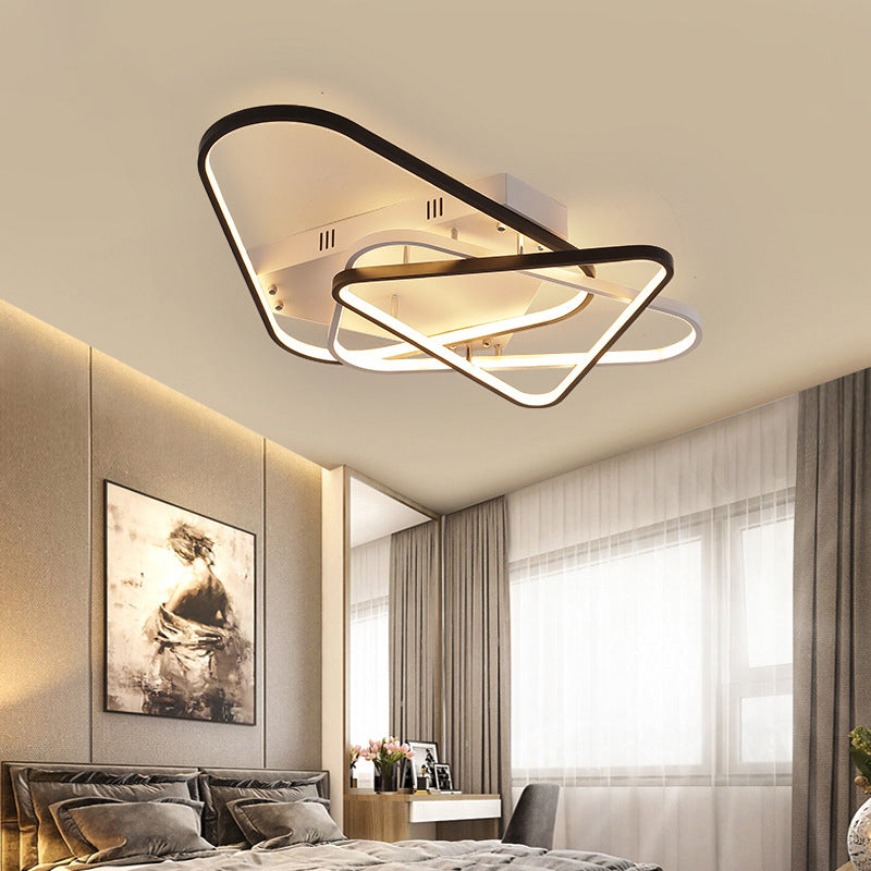 Overlapping Acrylic Ceiling Light Fixture Modern 33"/42" W LED Black and White Semi Flush Mount Lighting Black-White 33" Clearhalo 'Ceiling Lights' 'Close To Ceiling Lights' 'Close to ceiling' 'Semi-flushmount' Lighting' 291439