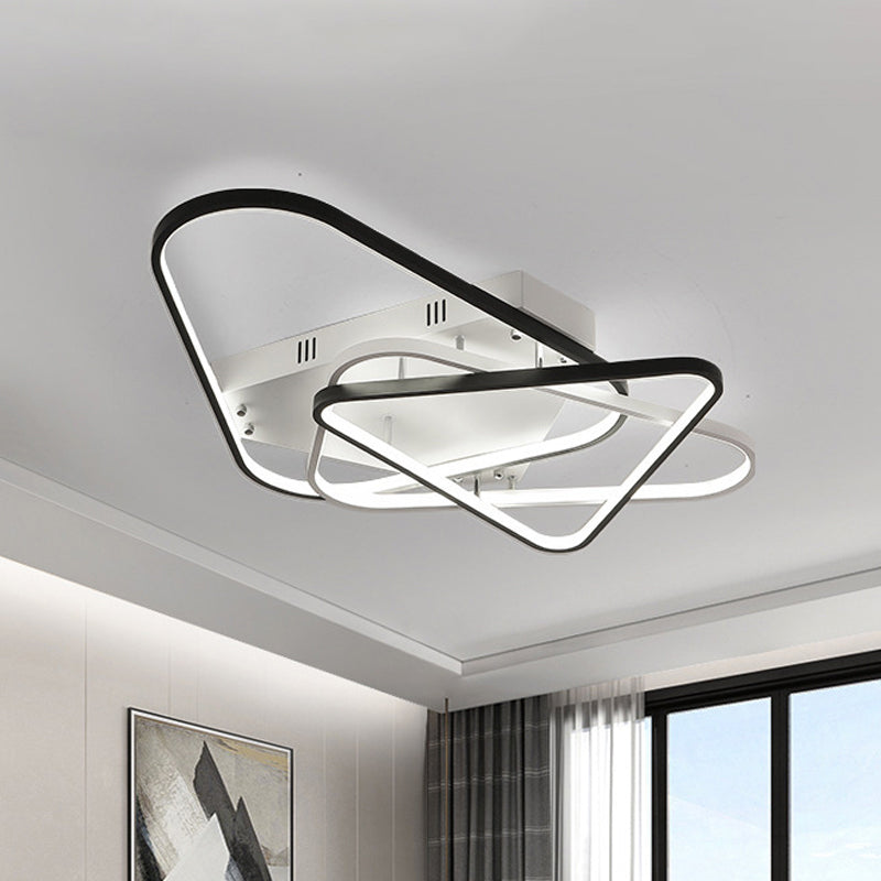 Overlapping Acrylic Ceiling Light Fixture Modern 33"/42" W LED Black and White Semi Flush Mount Lighting Clearhalo 'Ceiling Lights' 'Close To Ceiling Lights' 'Close to ceiling' 'Semi-flushmount' Lighting' 291441