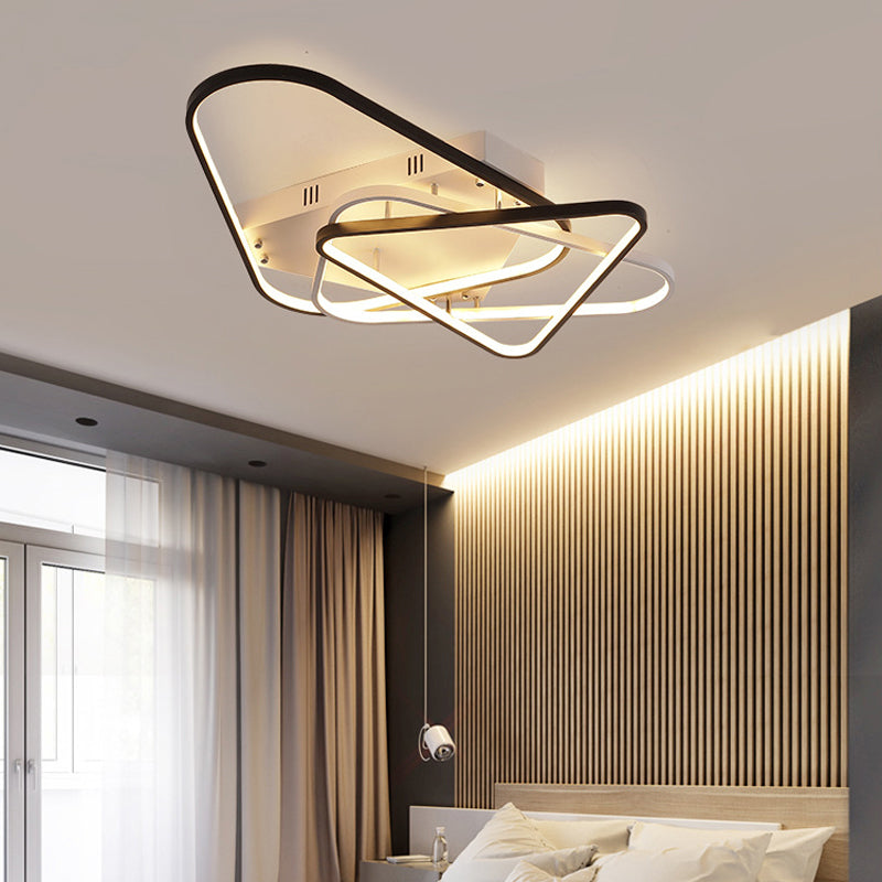 Overlapping Acrylic Ceiling Light Fixture Modern 33"/42" W LED Black and White Semi Flush Mount Lighting Clearhalo 'Ceiling Lights' 'Close To Ceiling Lights' 'Close to ceiling' 'Semi-flushmount' Lighting' 291442