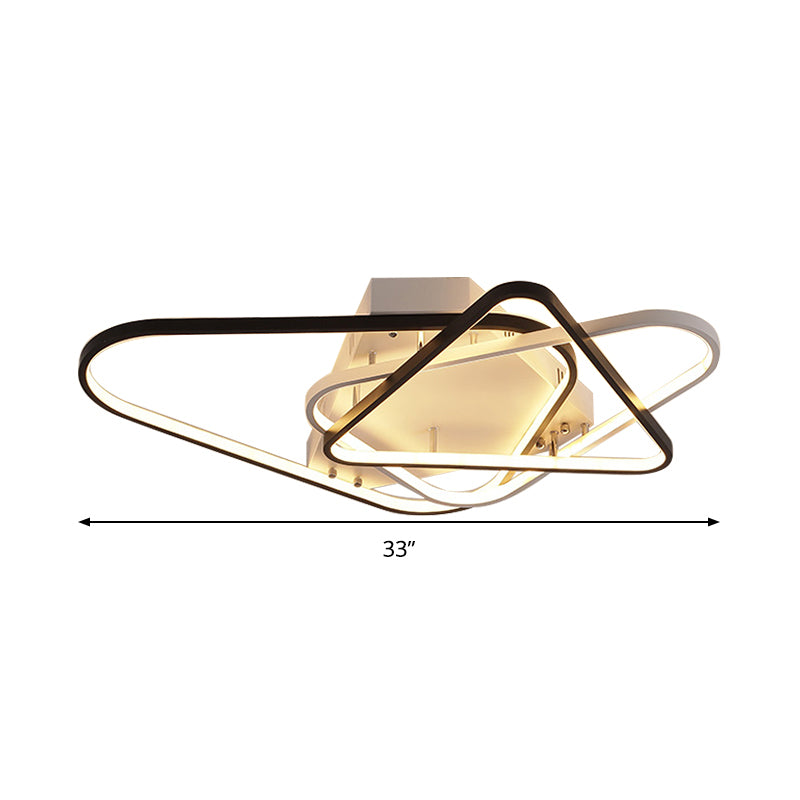 Overlapping Acrylic Ceiling Light Fixture Modern 33"/42" W LED Black and White Semi Flush Mount Lighting Clearhalo 'Ceiling Lights' 'Close To Ceiling Lights' 'Close to ceiling' 'Semi-flushmount' Lighting' 291444