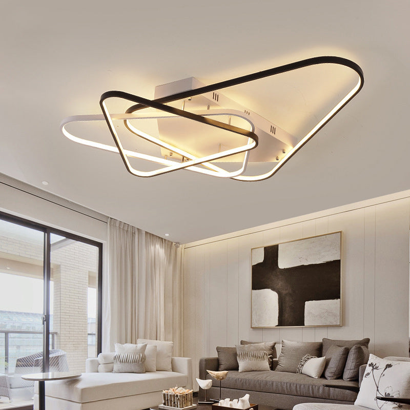 Overlapping Acrylic Ceiling Light Fixture Modern 33"/42" W LED Black and White Semi Flush Mount Lighting Clearhalo 'Ceiling Lights' 'Close To Ceiling Lights' 'Close to ceiling' 'Semi-flushmount' Lighting' 291446