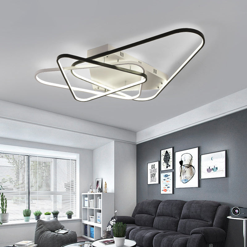 Overlapping Acrylic Ceiling Light Fixture Modern 33"/42" W LED Black and White Semi Flush Mount Lighting Clearhalo 'Ceiling Lights' 'Close To Ceiling Lights' 'Close to ceiling' 'Semi-flushmount' Lighting' 291448