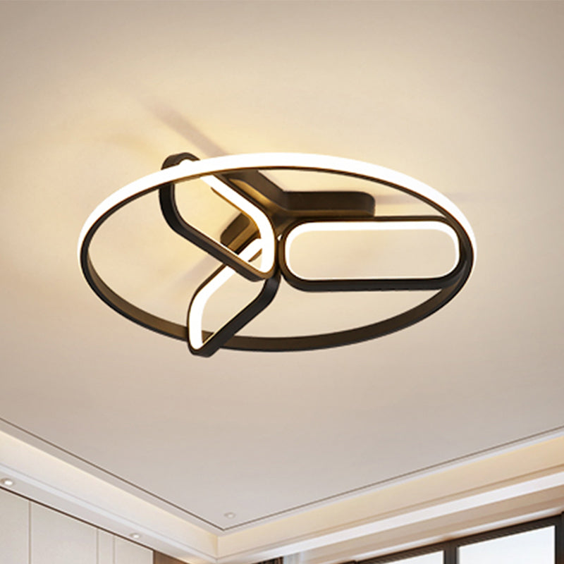 Acrylic Circular Frame Flush Light Modern Style 18"/21.5" Wide LED Bedroom Ceiling Mount Lamp in Black/White/Gold Clearhalo 'Ceiling Lights' 'Close To Ceiling Lights' 'Close to ceiling' 'Flush mount' Lighting' 291452