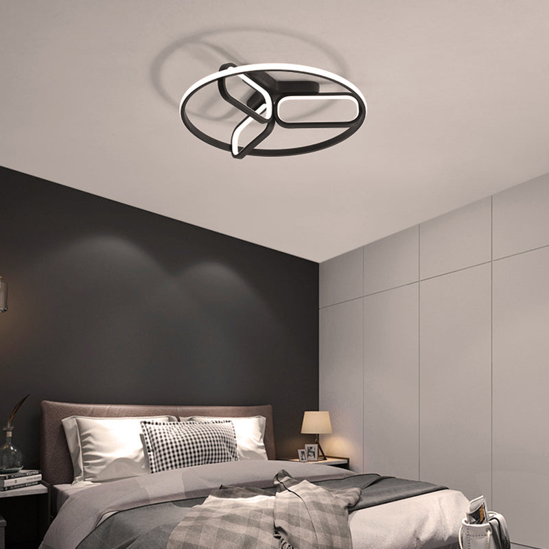 Acrylic Circular Frame Flush Light Modern Style 18"/21.5" Wide LED Bedroom Ceiling Mount Lamp in Black/White/Gold Clearhalo 'Ceiling Lights' 'Close To Ceiling Lights' 'Close to ceiling' 'Flush mount' Lighting' 291453