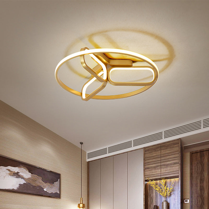 Acrylic Circular Frame Flush Light Modern Style 18"/21.5" Wide LED Bedroom Ceiling Mount Lamp in Black/White/Gold Clearhalo 'Ceiling Lights' 'Close To Ceiling Lights' 'Close to ceiling' 'Flush mount' Lighting' 291458