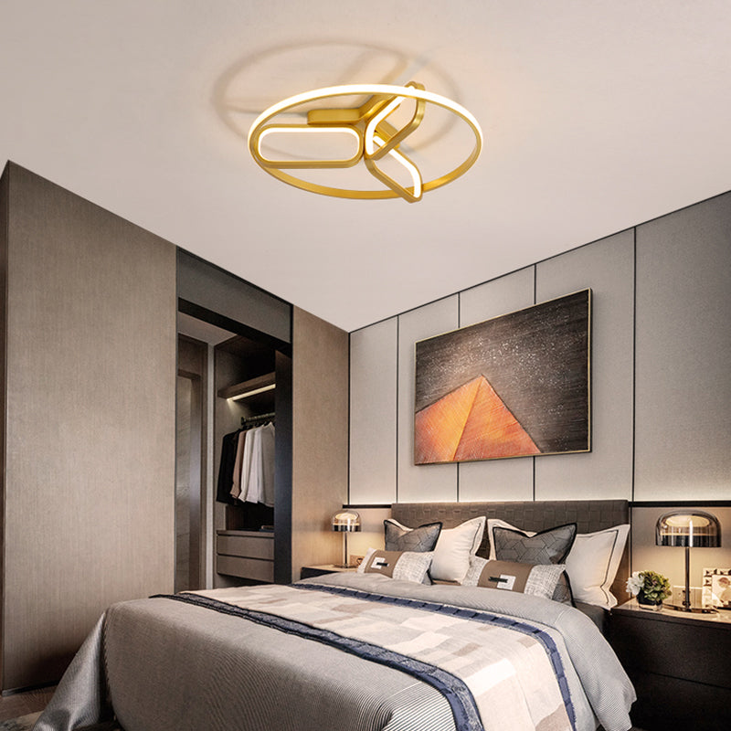 Acrylic Circular Frame Flush Light Modern Style 18"/21.5" Wide LED Bedroom Ceiling Mount Lamp in Black/White/Gold Clearhalo 'Ceiling Lights' 'Close To Ceiling Lights' 'Close to ceiling' 'Flush mount' Lighting' 291459